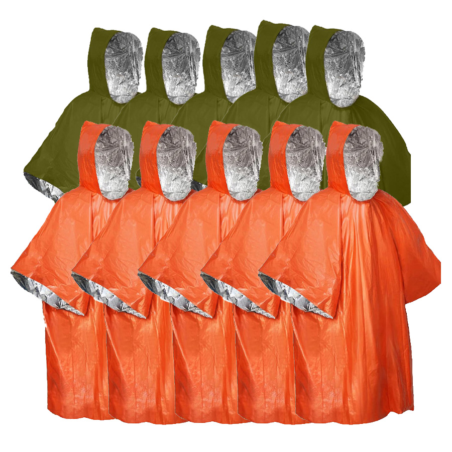 Emergency Poncho Rain - 3/5-pack noodponchoset - waterdicht, thermisch, ultralichtgewicht
