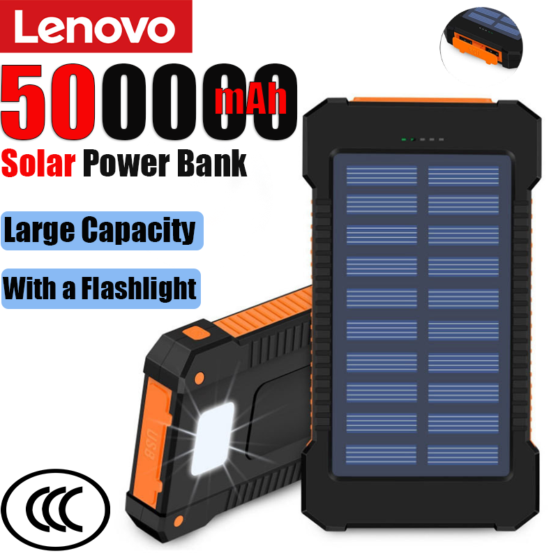 Solar Emergency Charger - Lenovo 500000mAh grote zonne-energiebankcapaciteit Supersnel opladen
