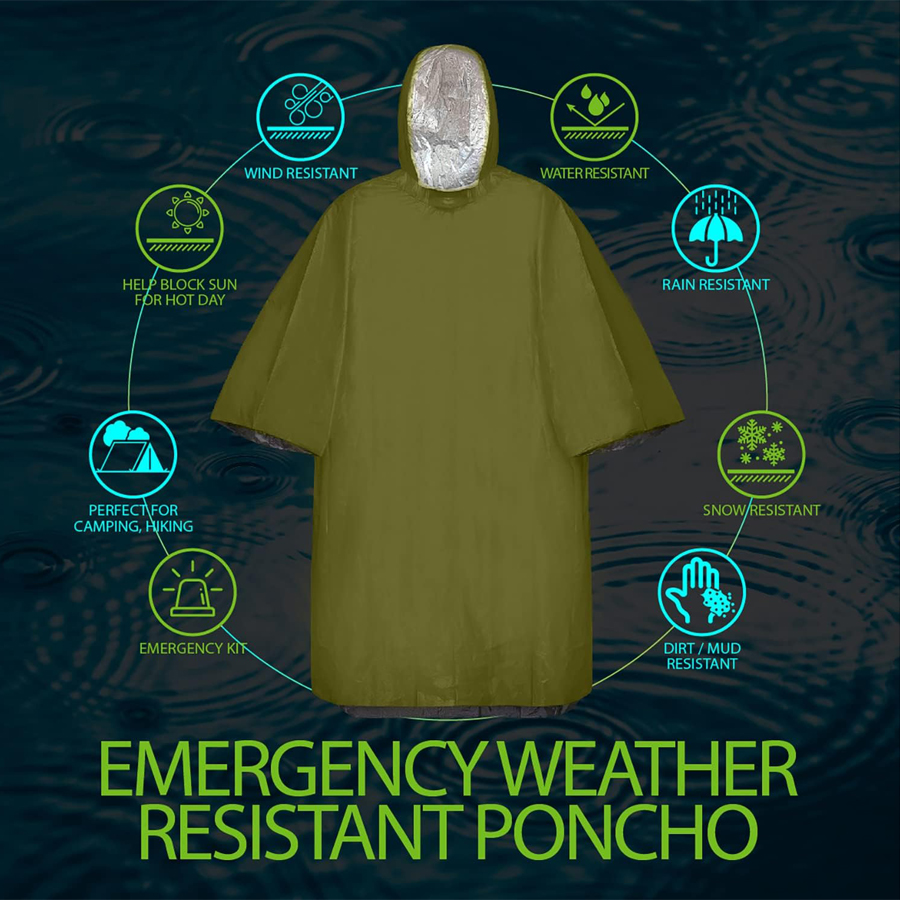 3/5-pack noodponchoset - water - Emergency Poncho Rain recensie en prijs